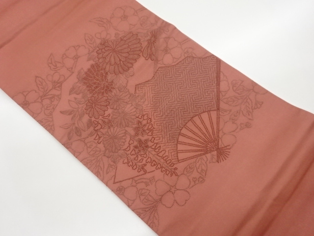 JAPANESE FUKURO OBI / EMBROIDERY / FLORAL PLANTS